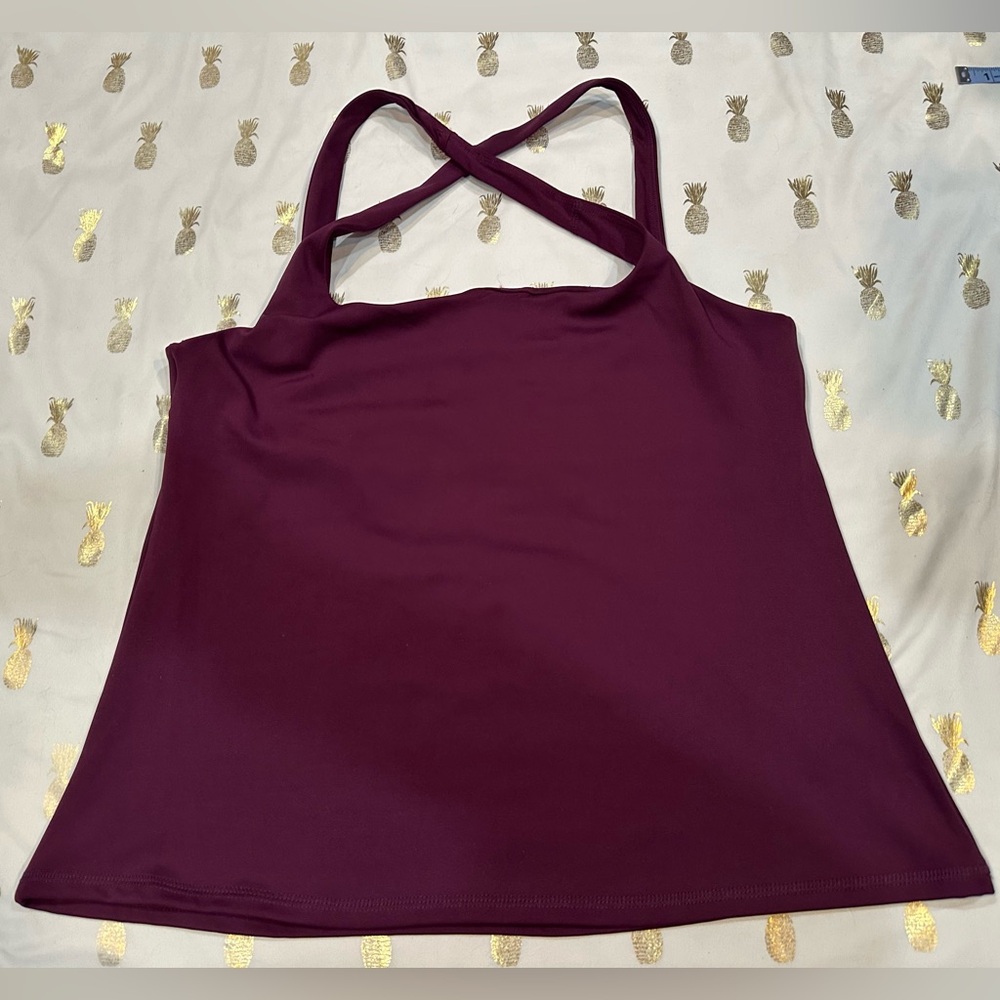 NWT Love & Sports Athletic Tank, Plum, Size XL (16/18). No inner cups.